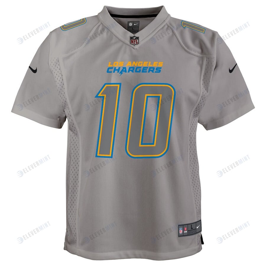 Justin Herbert 10 Los Angeles Chargers Youth Atmosphere Game Jersey - Gray
