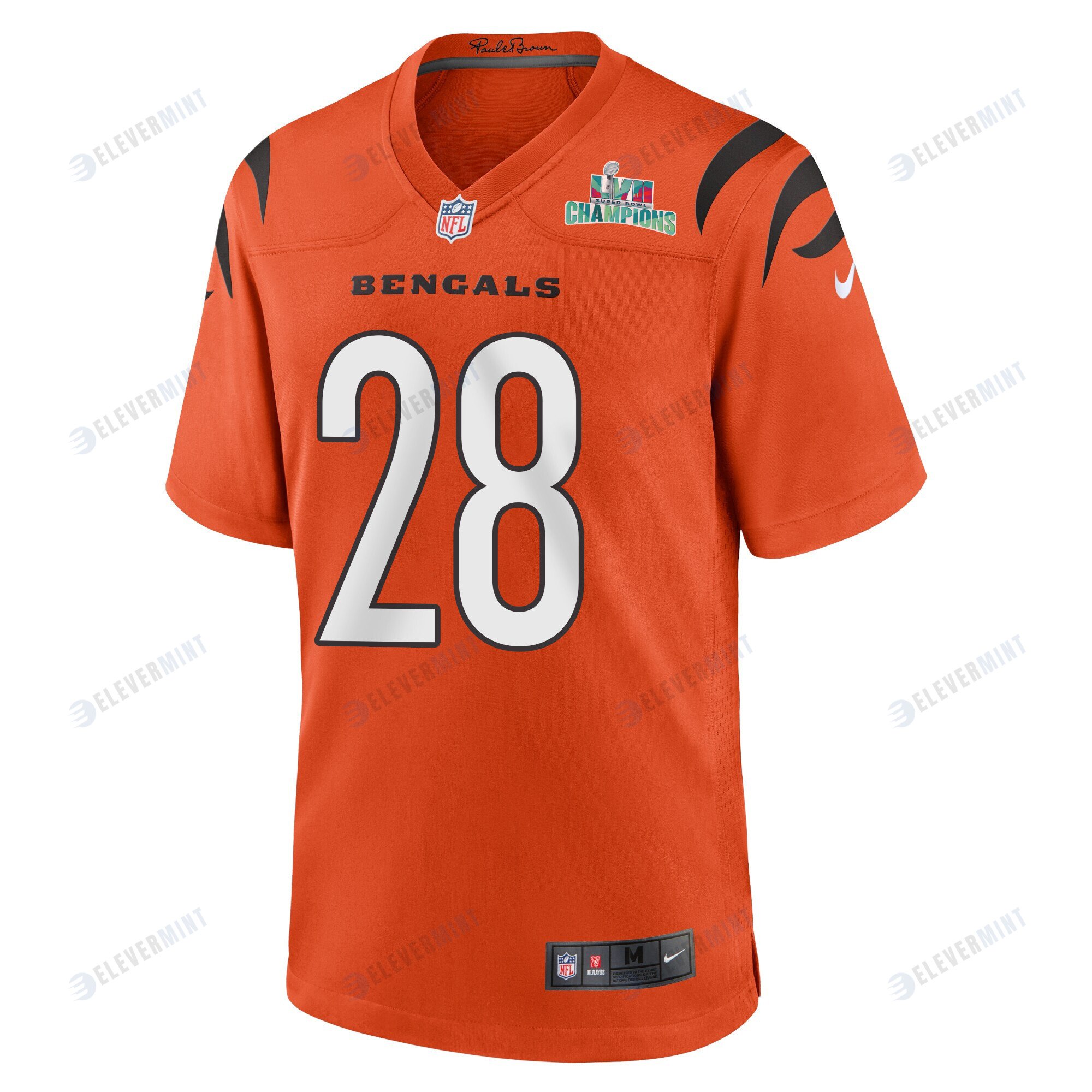 Joe Mixon 28 Cincinnati Bengals Super Bowl LVII Champions Men Alternate Game Jersey - Orange