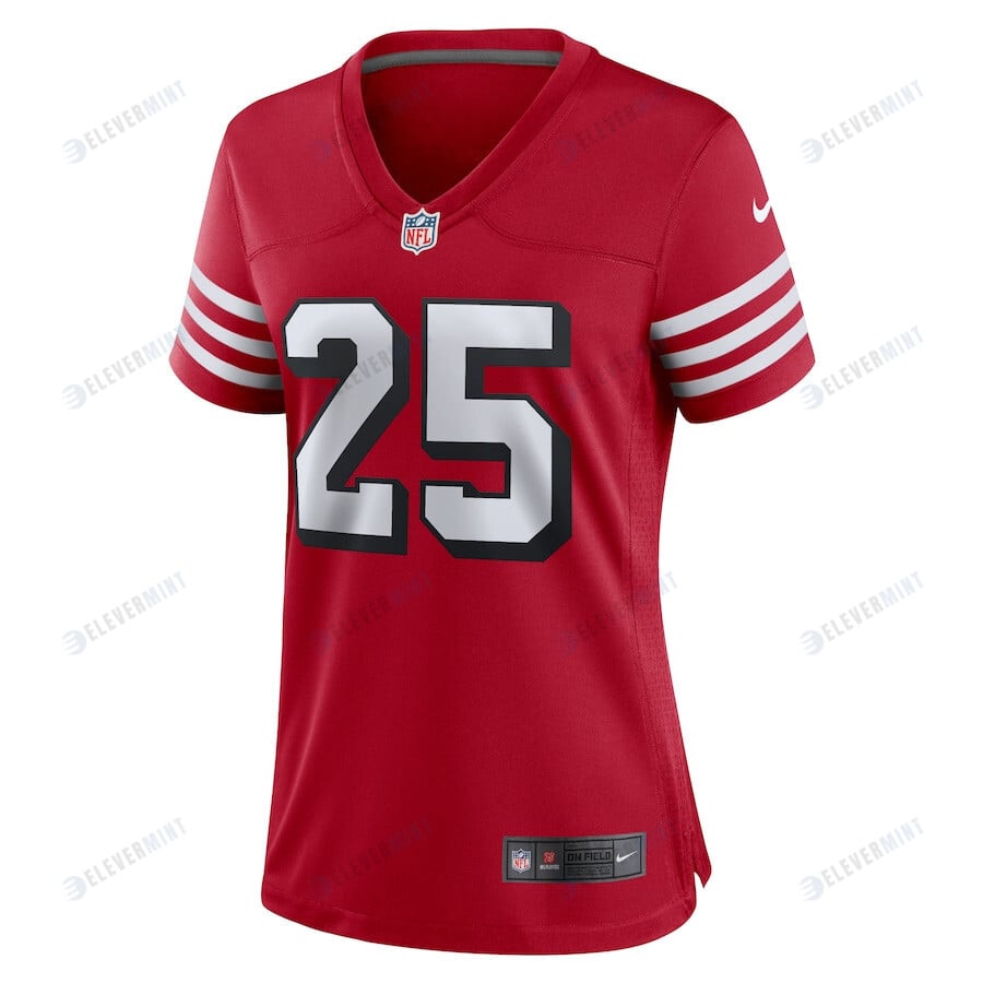 Elijah Mitchell 25 San Francisco 49ers Women's Alternate Team Game Jersey - Scarlet