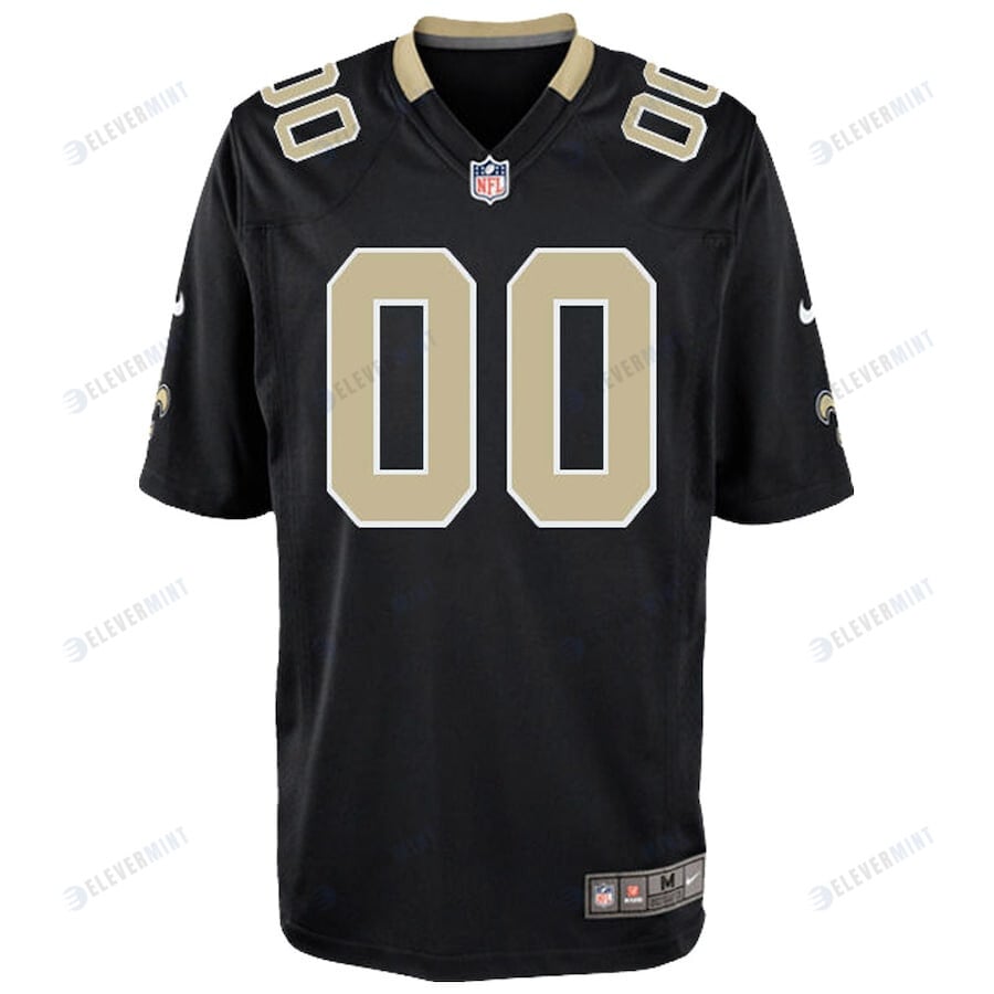 New Orleans Saints Youth Custom 00 Game Jersey - Black