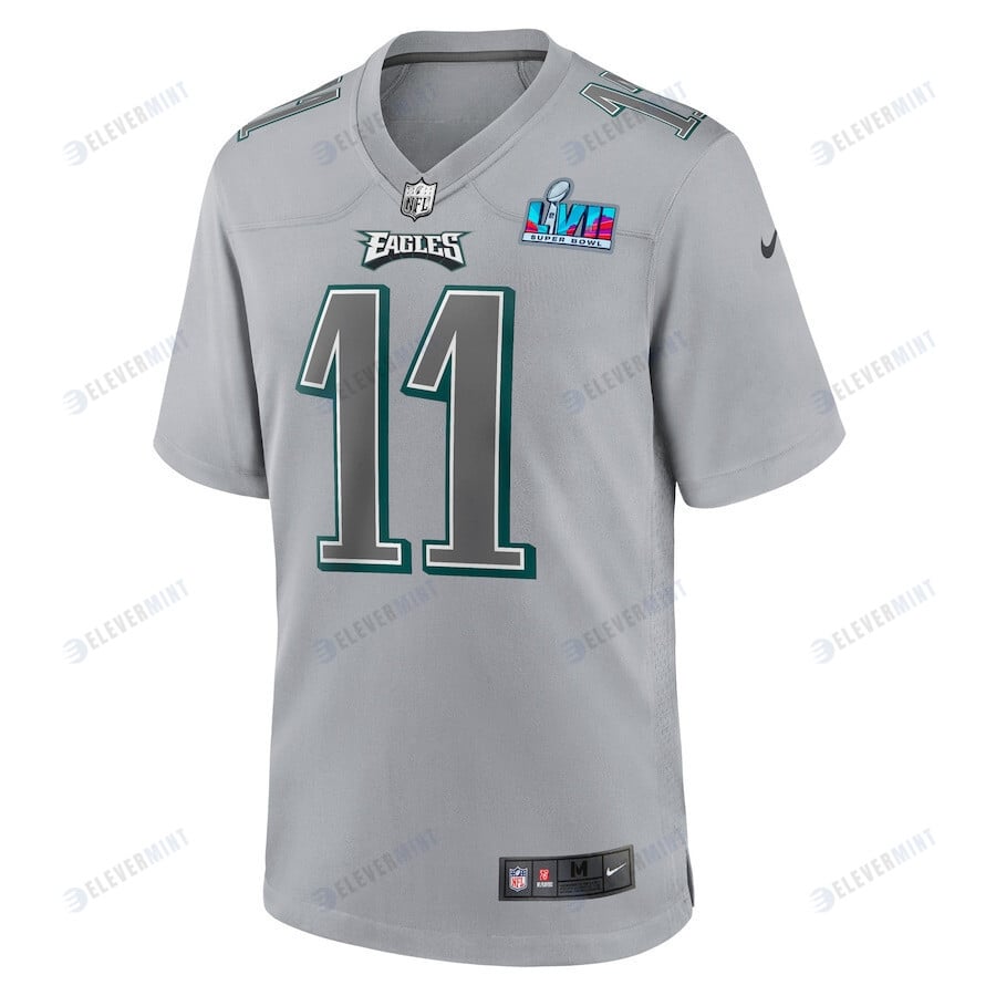 A.J. Brown 11 Philadelphia Eagles Youth Super Bowl LVII Patch Atmosphere Fashion Game Jersey - Gray