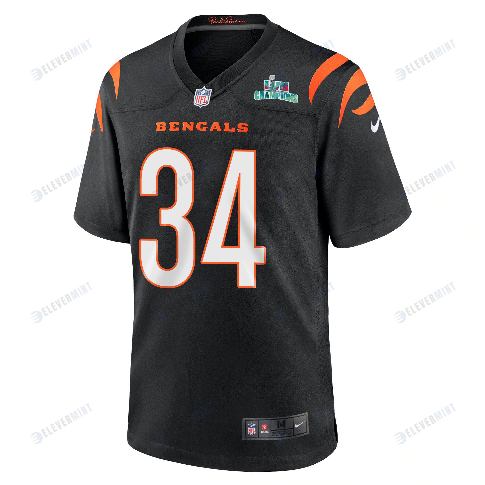 Samaje Perine 34 Cincinnati Bengals Super Bowl LVII Champions Men Game Jersey - Black