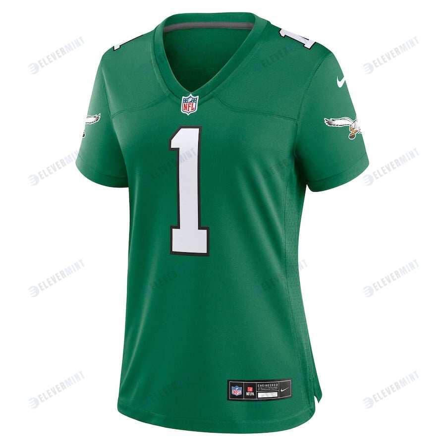 Jalen Hurts 1 Philadelphia Eagles Alternate Game Women Jersey - Kelly Green