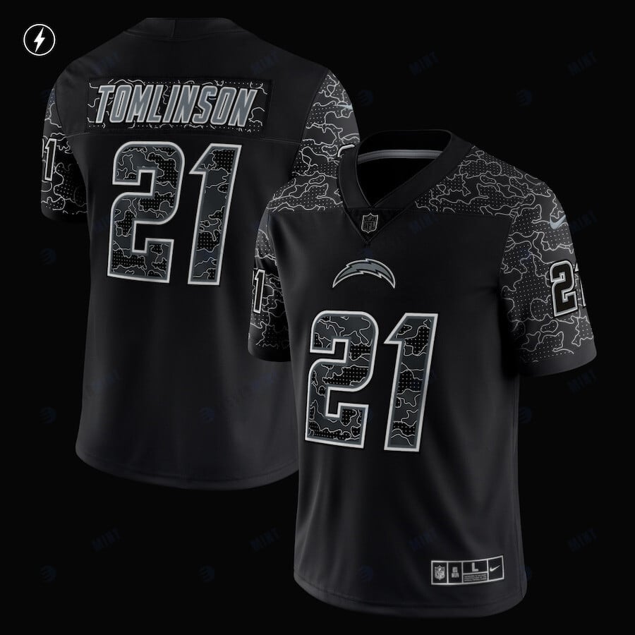 LaDainian Tomlinson 21 Los Angeles Chargers Retired Player RFLCTV Limited Jersey - Black