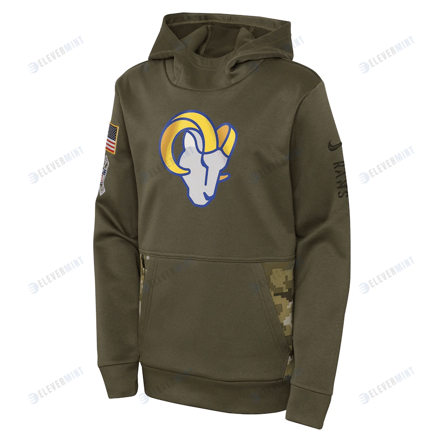 Los Angeles Rams Youth 2022 Salute To Service Performance Pullover Hoodie - Olive