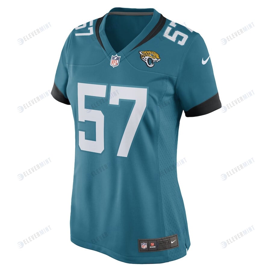 Caleb Johnson 57 Jacksonville Jaguars Women's Game Jersey - Teal