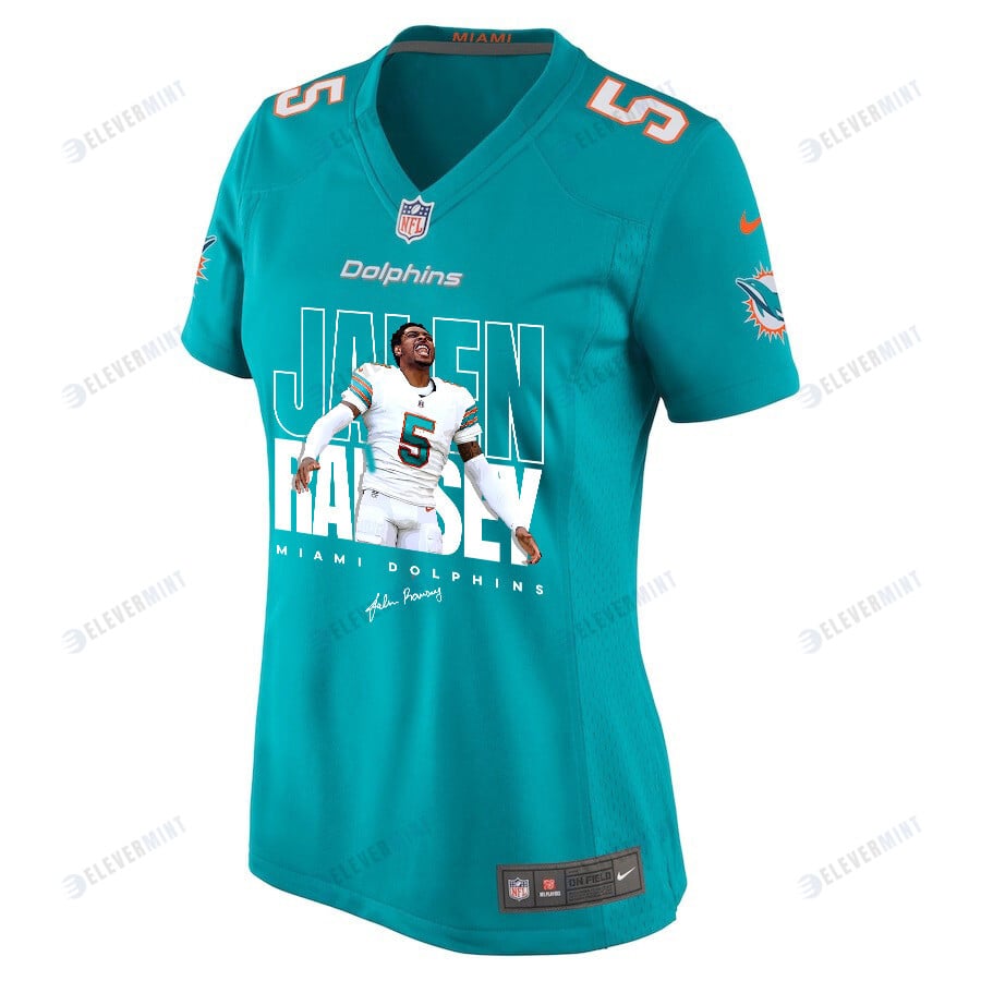 Jalen Ramsey 5 Signed Miami Dolphins Game Women Jersey - Aqua