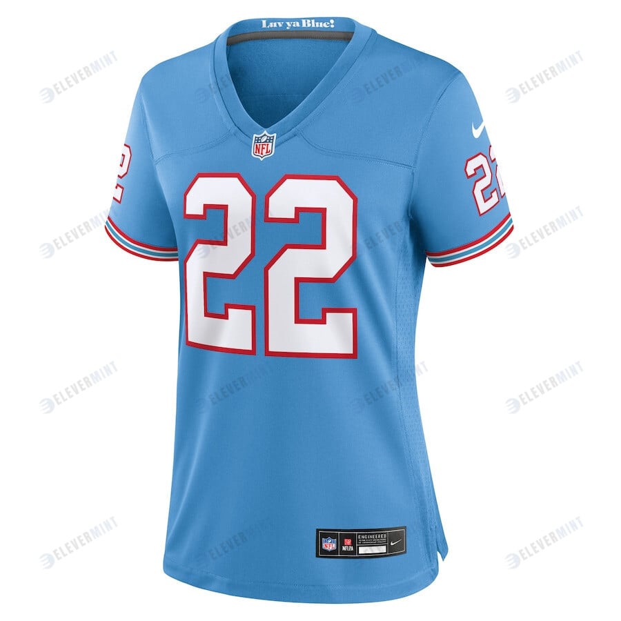 Derrick Henry 22 Tennessee Titans Oilers Throwback Alternate Game Women Jersey - Light Blue