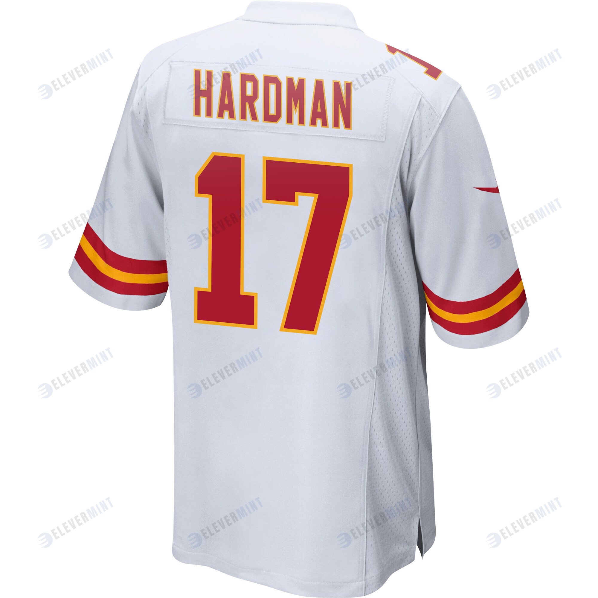 Mecole Hardman 17 Kansas City Chiefs Super Bowl LVII Champions 3 Stars Men Game Jersey - White