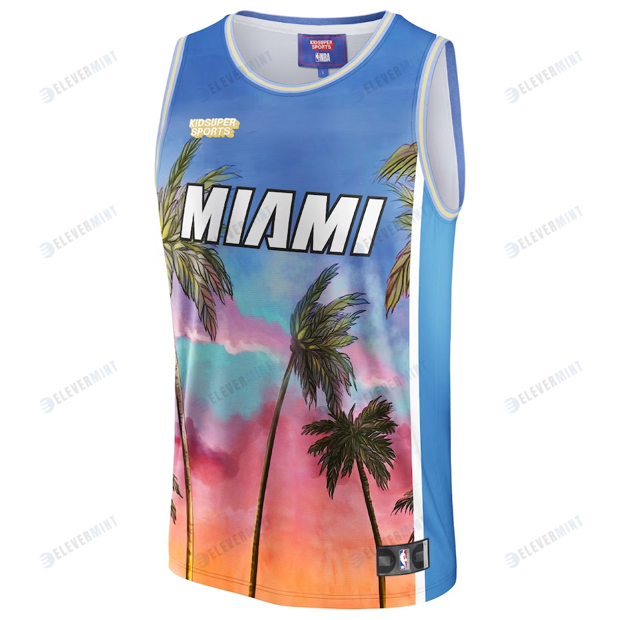 Miami Heat NBA & KidSuper Studios Unisex Hometown Jersey - Blue