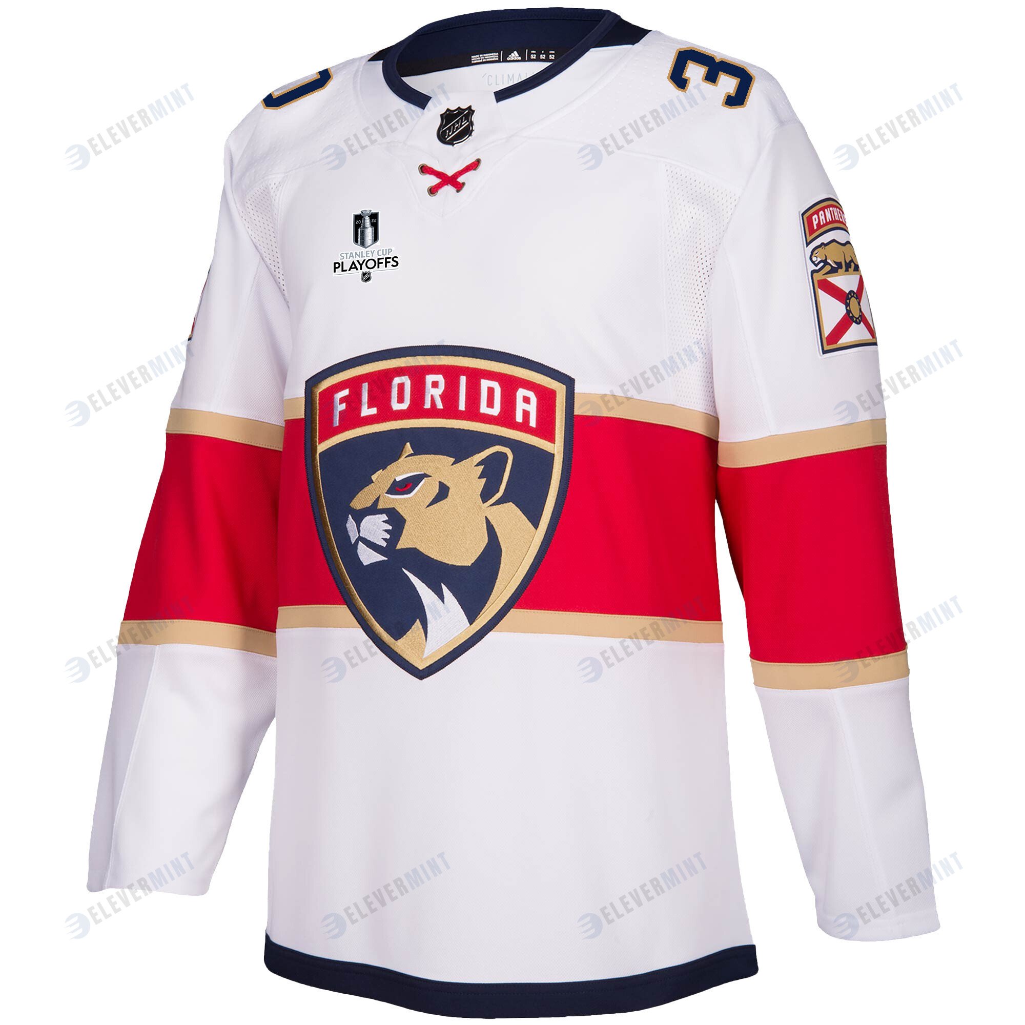 Florida Panthers Spencer Knight 30 Away 2023 Stanley Cup Playoffs Breakaway Men Jersey - White