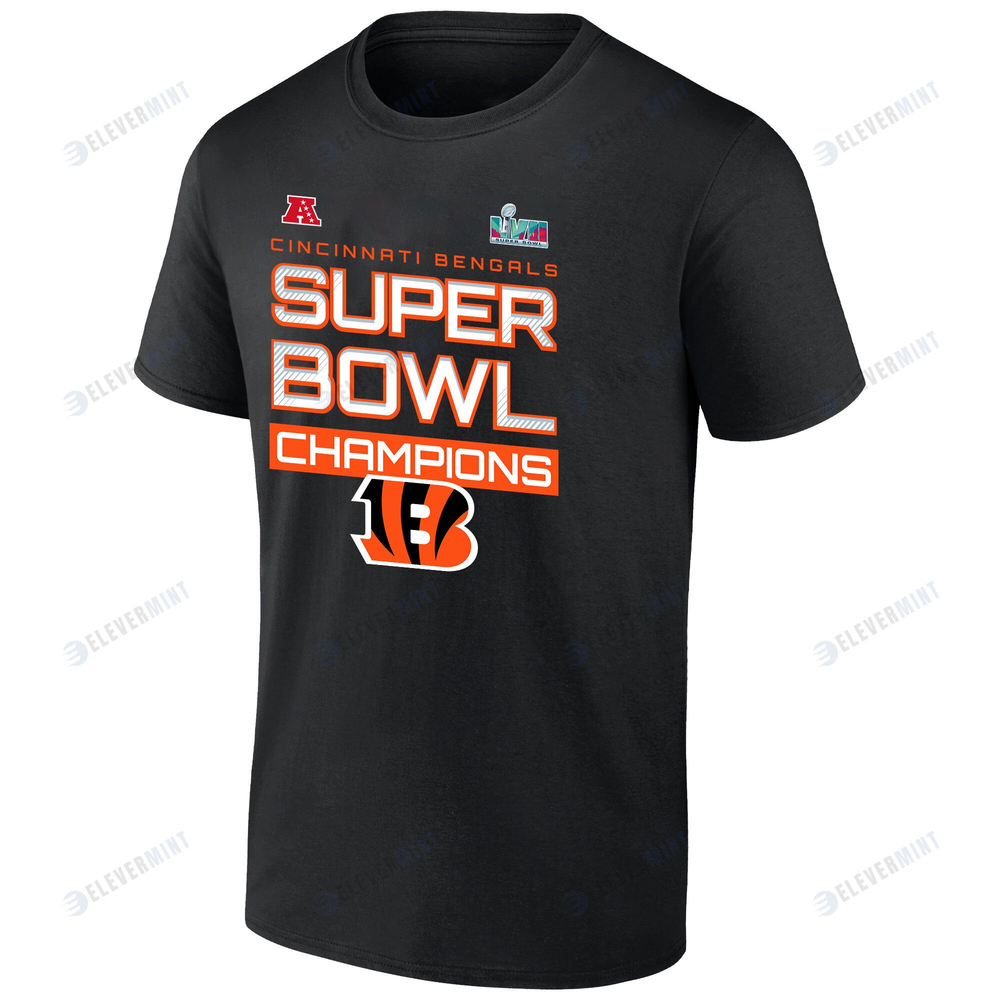 Super Bowl LVI Champions Cincinnati Bengals Iconic Slant Black T-Shirt