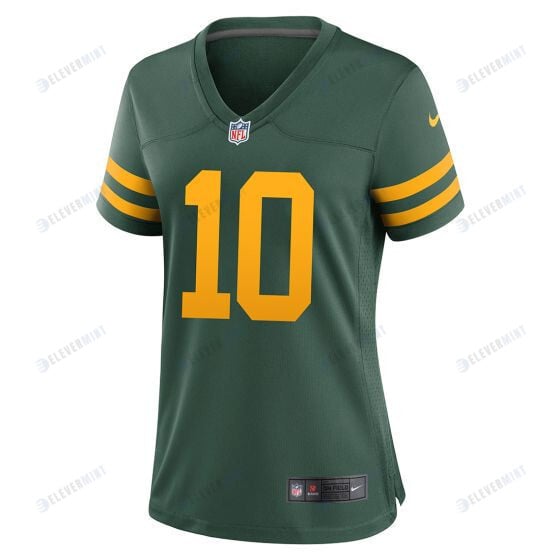 Jordan Love 10 Green Bay Packers 50s Classic Women Game Jersey - Green & Gold