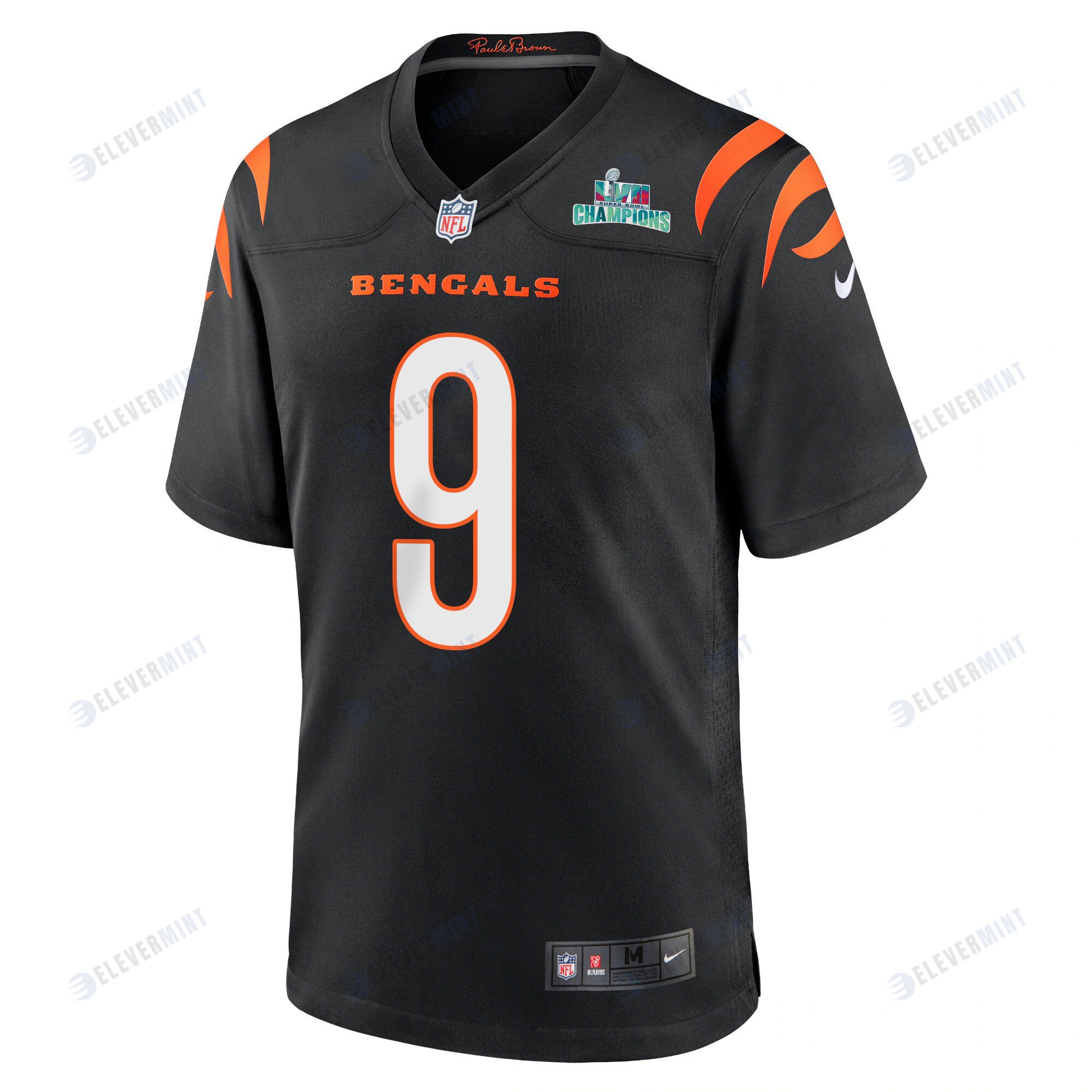 Joe Burrow 9 Cincinnati Bengals Super Bowl LVII Champions Men Game Jersey - Black
