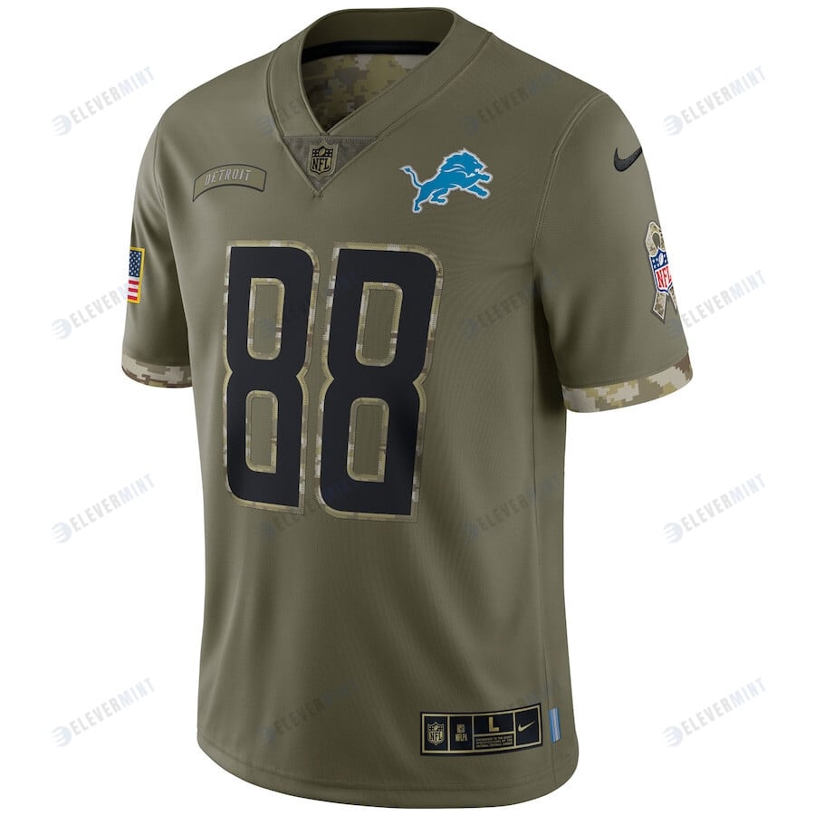 T.J. Hockenson Detroit Lions 2022 Salute To Service Limited Jersey - Olive