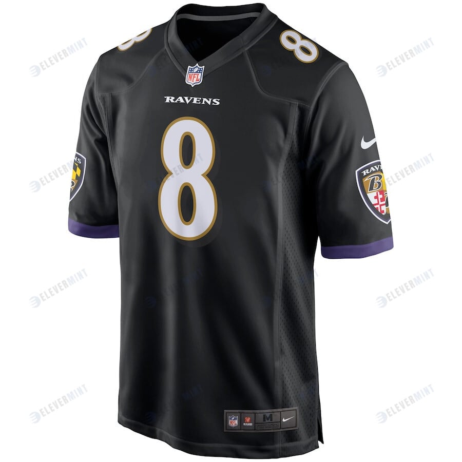 Lamar Jackson 8 Baltimore Ravens Game Jersey - Black