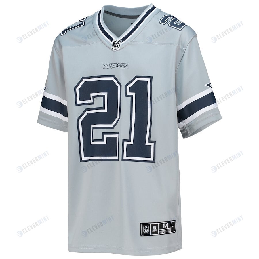 Ezekiel Elliott 21 Dallas Cowboys Youth Inverted Team Game Jersey - Silver