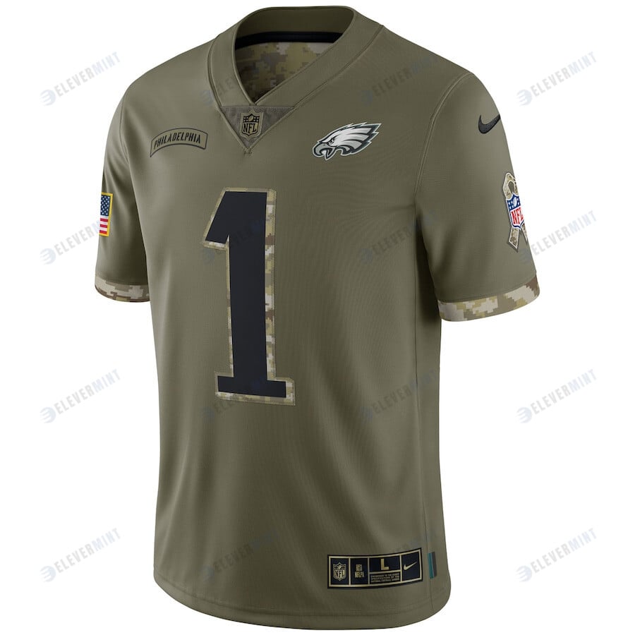 Jalen Hurts Philadelphia Eagles 2022 Salute To Service Limited Jersey - Olive