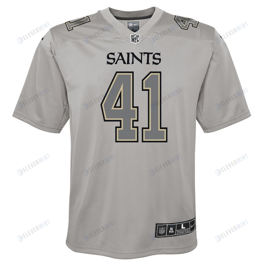Alvin Kamara 41 New Orleans Saints Youth Atmosphere Game Jersey - Gray