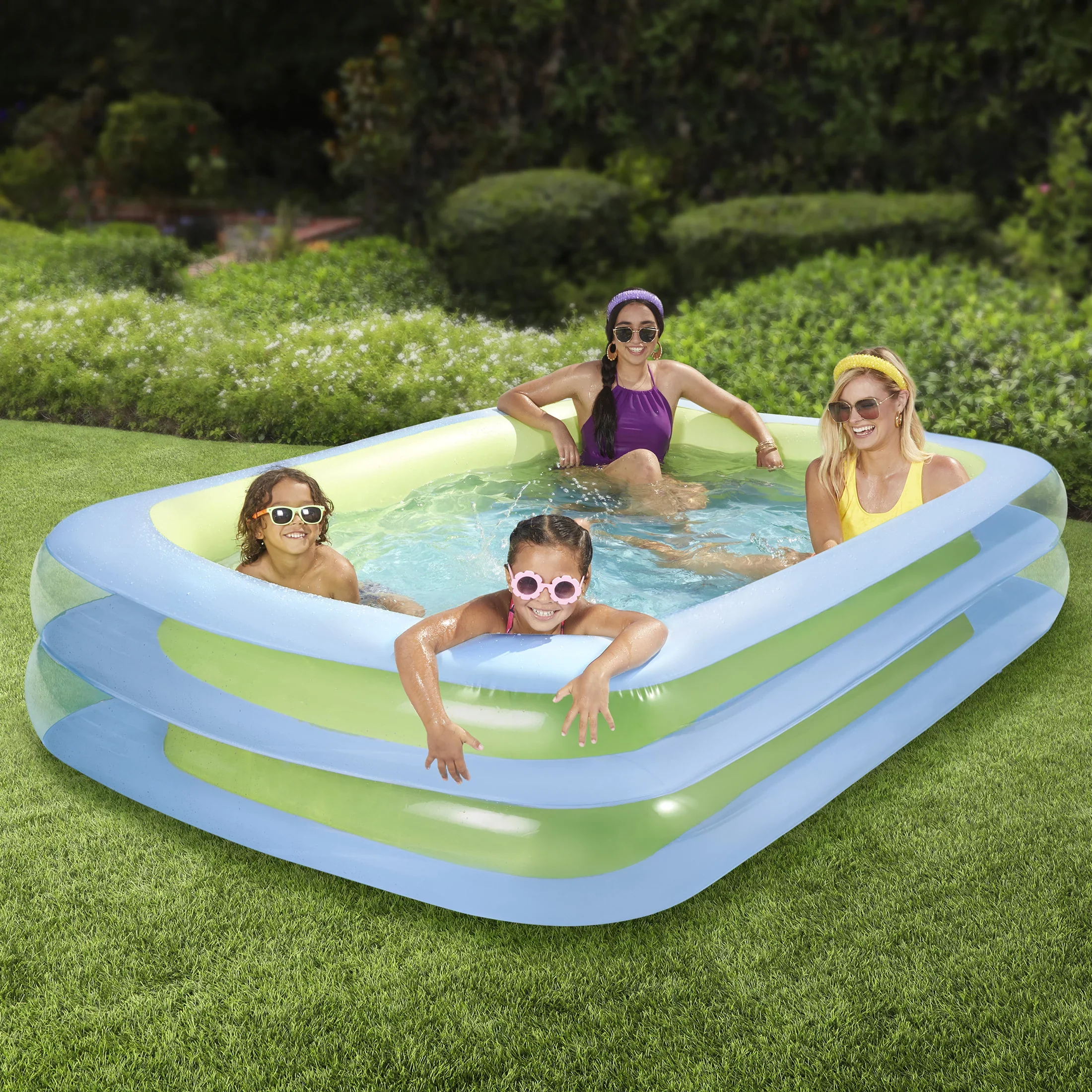 Funsicle Blue SummerBlock Inflatable Family Swimming Pool,Rectangular, Age 6 & up