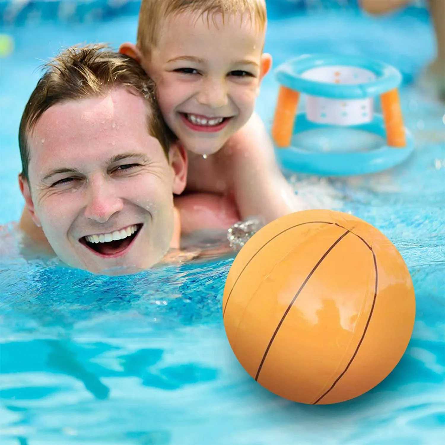 Pery Swimming Pool Volleyball Set, Inflatable Water Game Volleyball Net with Balls | Light Blue