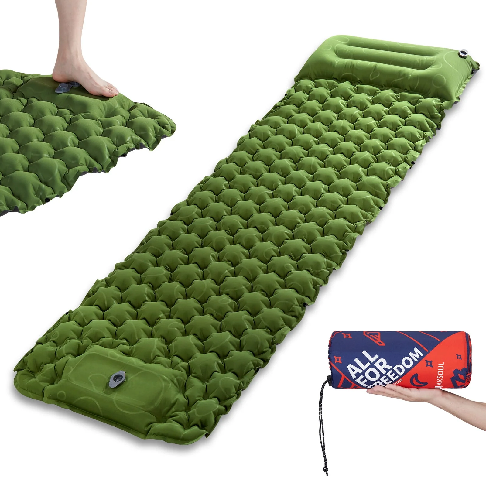 Camping Sleeping Pad Extra Thick Durable Self Inflating Camping Mat for Backpacking Hiking Traveling