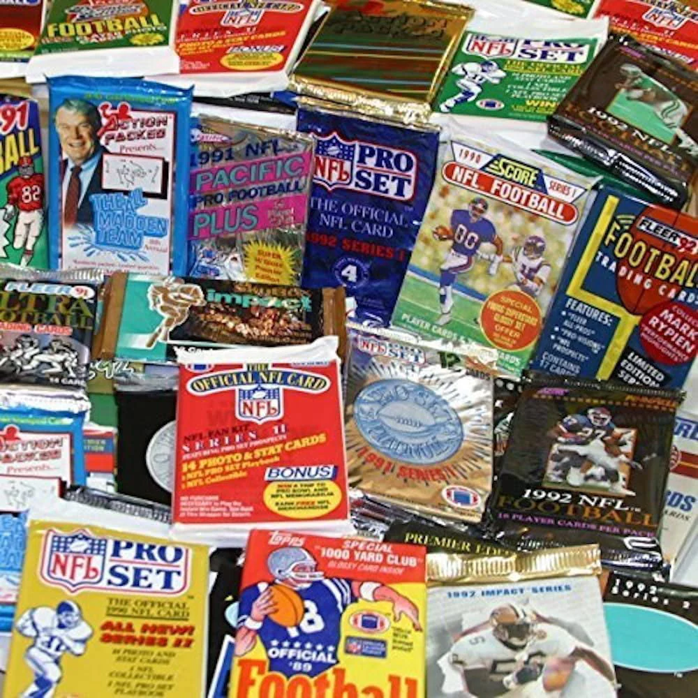 NFL Football (100) Cards in Sealed Wax Packs Topps Score Pro Set Upper Deck Fleer Ultra Old Vintage