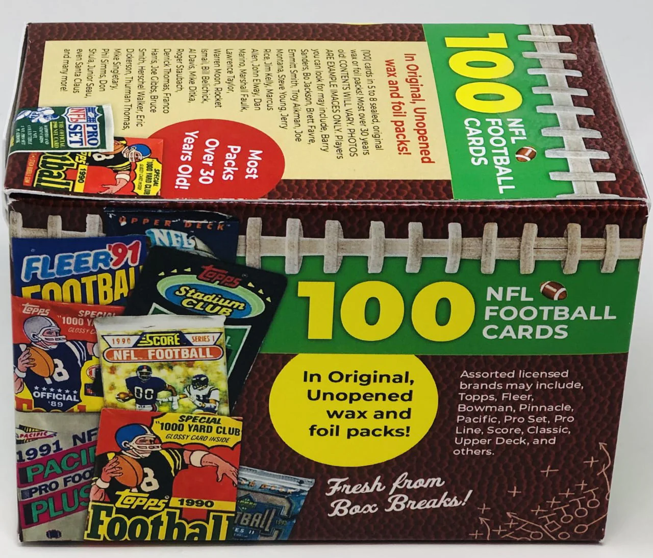 Superior Sports Investments LLC 100 NFL Football Cards in Original Unopened Wax and Foil Packs