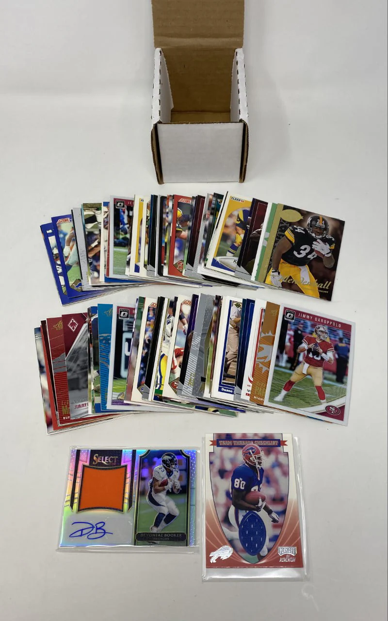 NFL Football Hit Collection Box w/100 Cards and 2 Jersey or Autographed Cards