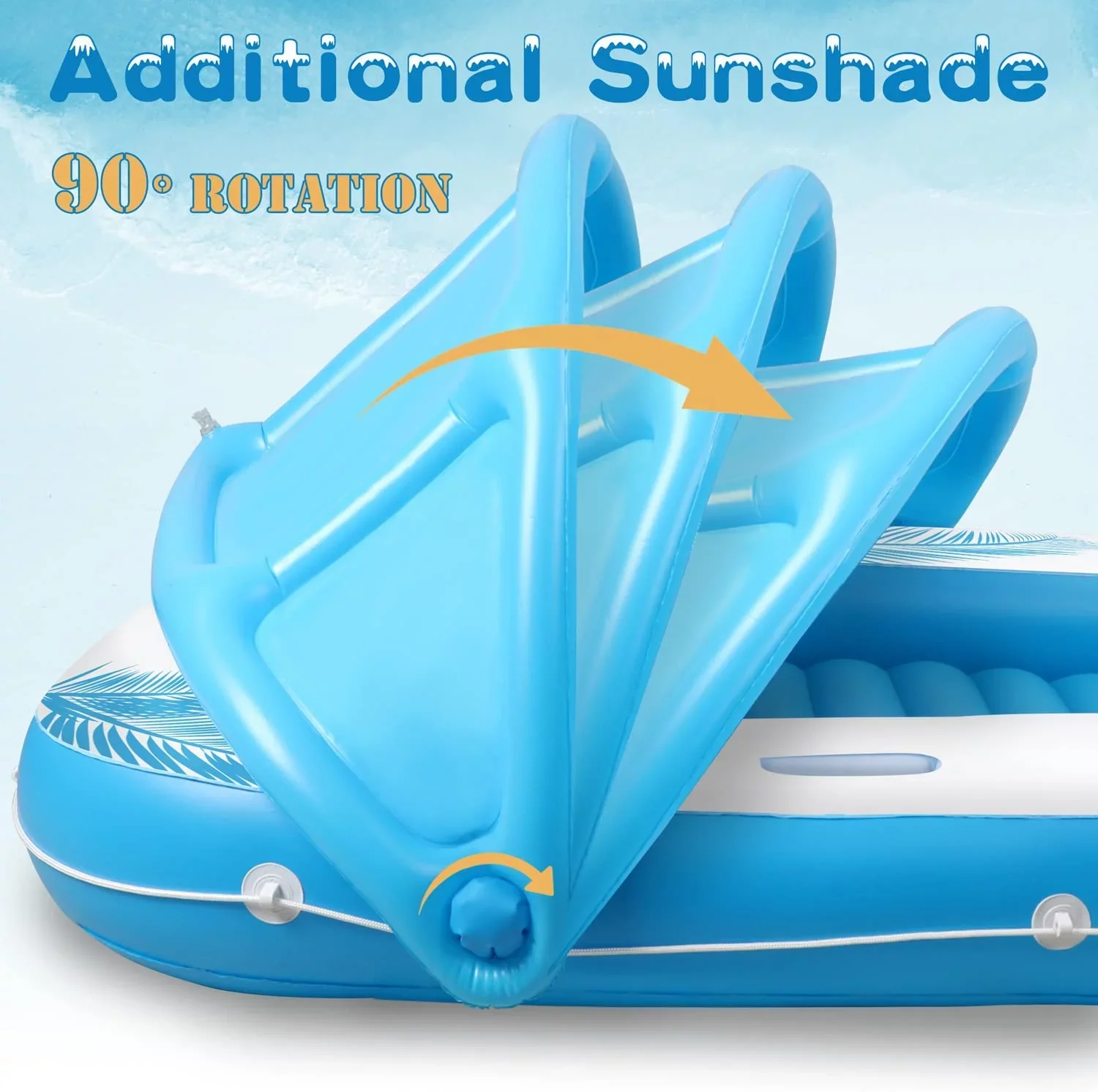 Ficcug Inflatable Swimming Pool for Kids Adults,6ft Blow Up Kiddie Pool,Sunshade Tanning Pool Lounge Float for Garden Backyard,Blue