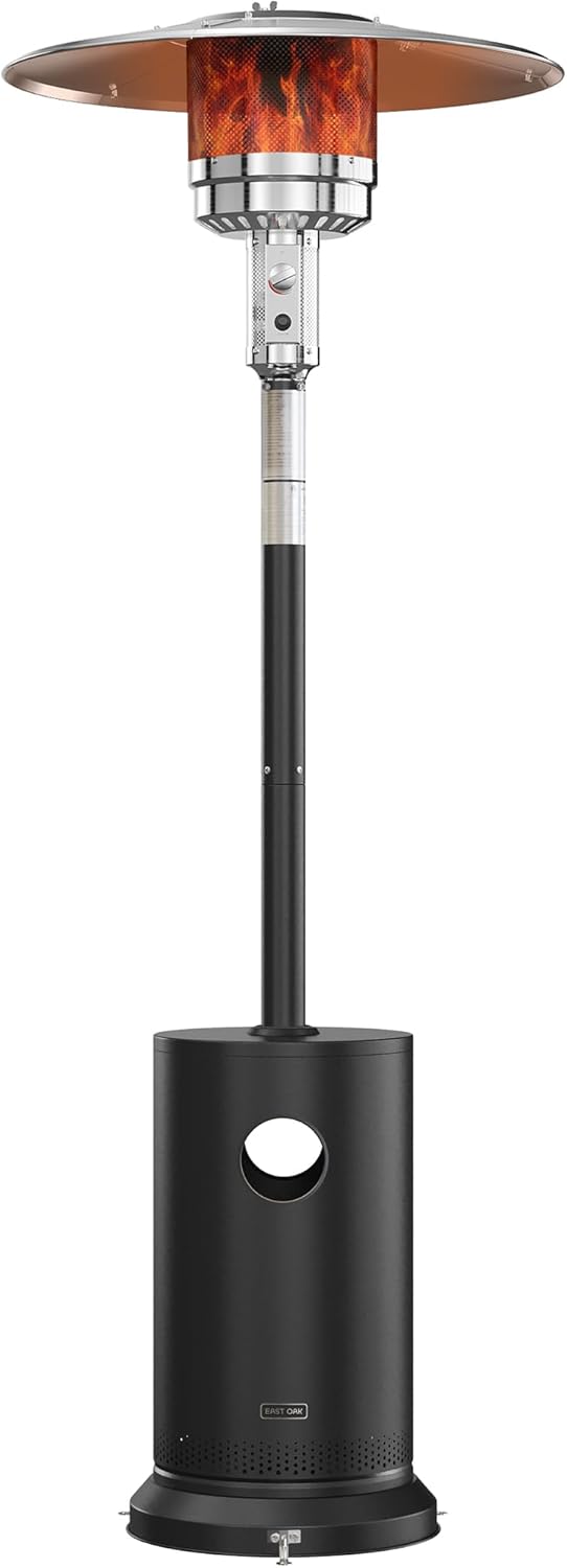 EAST OAK 50,000 BTU Patio Heater for Outdoor Use with Round Table Design, Double-Layer Stainless Steel Burner, Wheels, Triple Protection System, Outdoor Heater for Home and Residential, Black