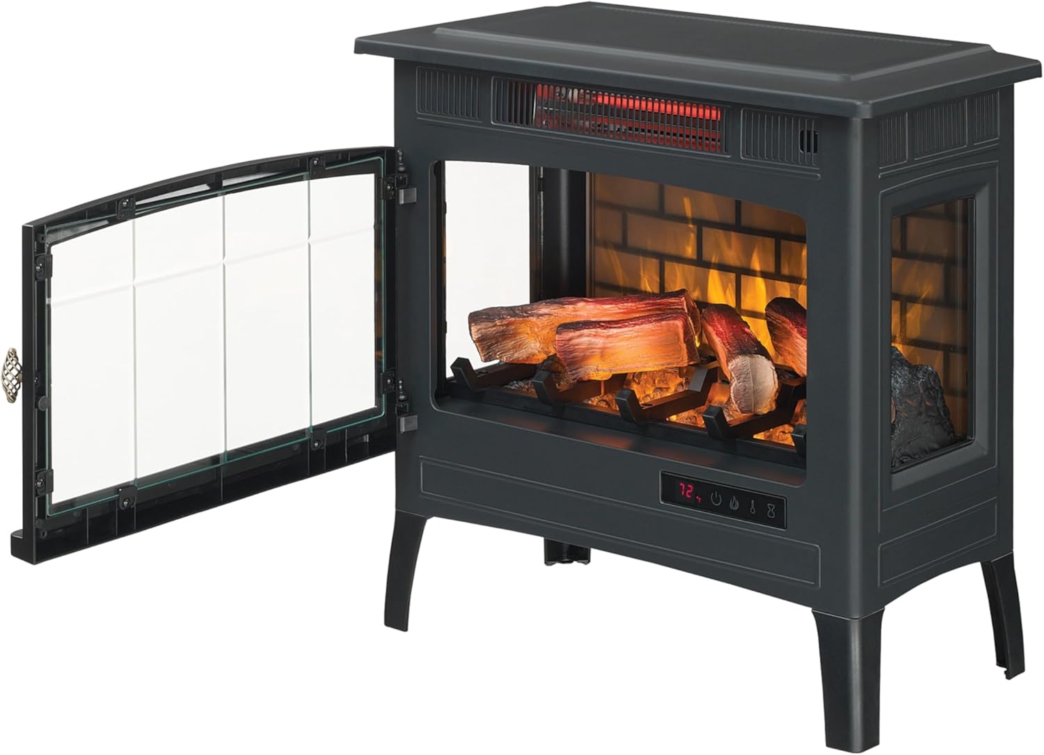 duraflame Freestanding Electric Fireplace Stove Heater with 3D Flame Effect for 1,000 Sq. Ft. Room, Black