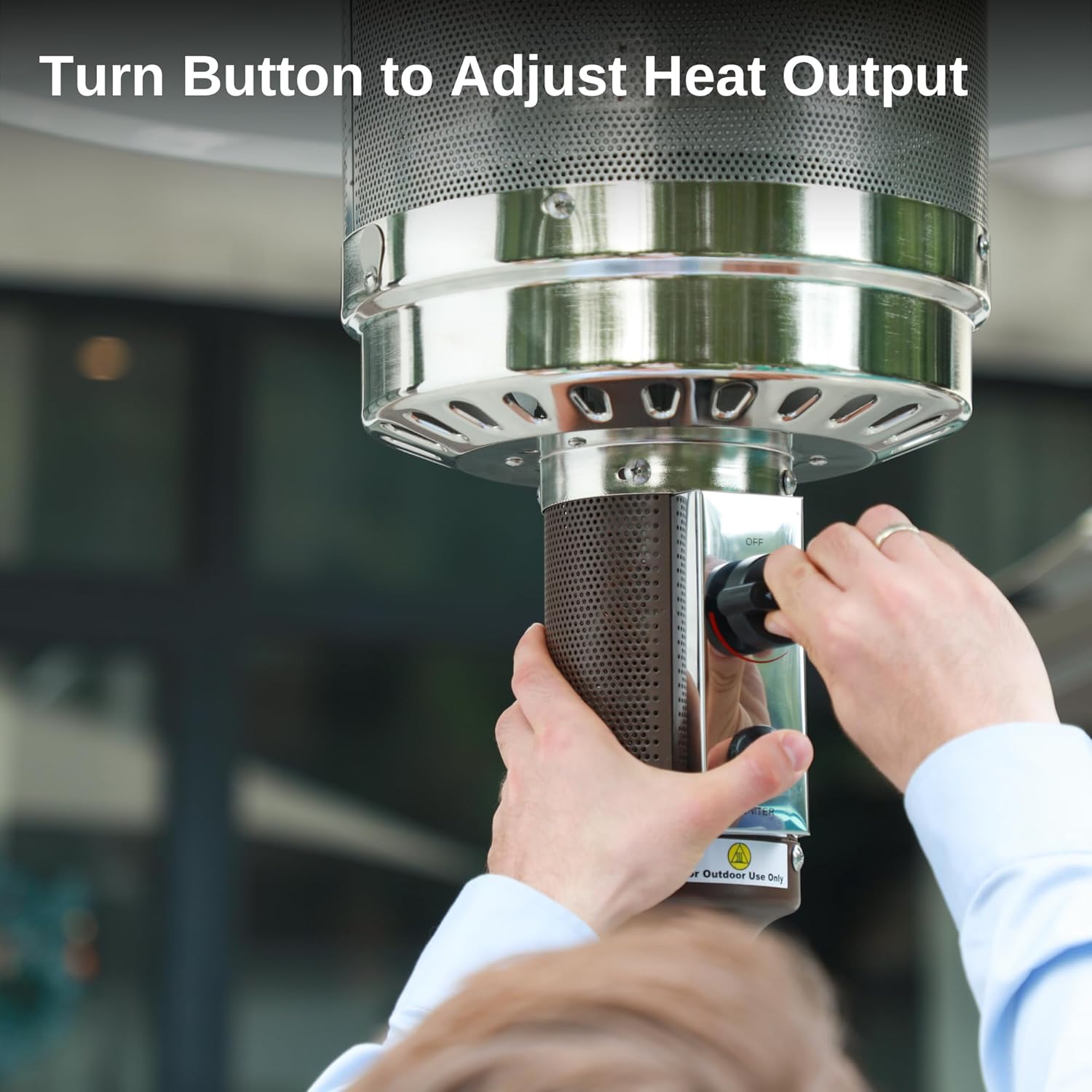 EAST OAK 50,000 BTU Patio Heater for Outdoor Use with Round Table Design, Double-Layer Stainless Steel Burner, Wheels, Triple Protection System, Outdoor Heater for Home and Residential, Black