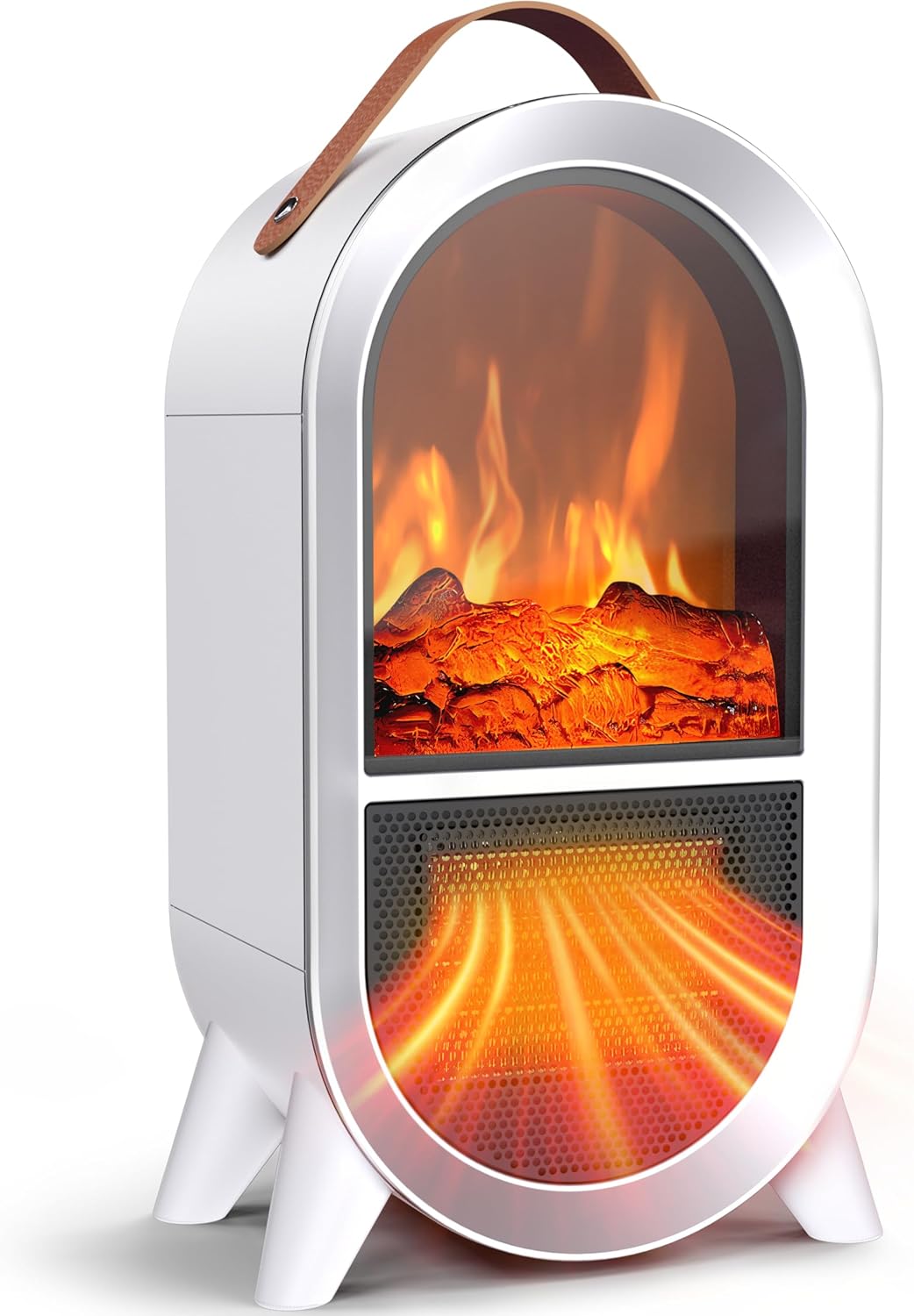 Riseon Portable Electric Fireplace Heater, 1500W/750W Mini Space Heater for Indoor Use with 3D Flame, Thermostat, Carry Handle, Overheat & Tipover Protection, for Home Office Bedroom Desk, Black