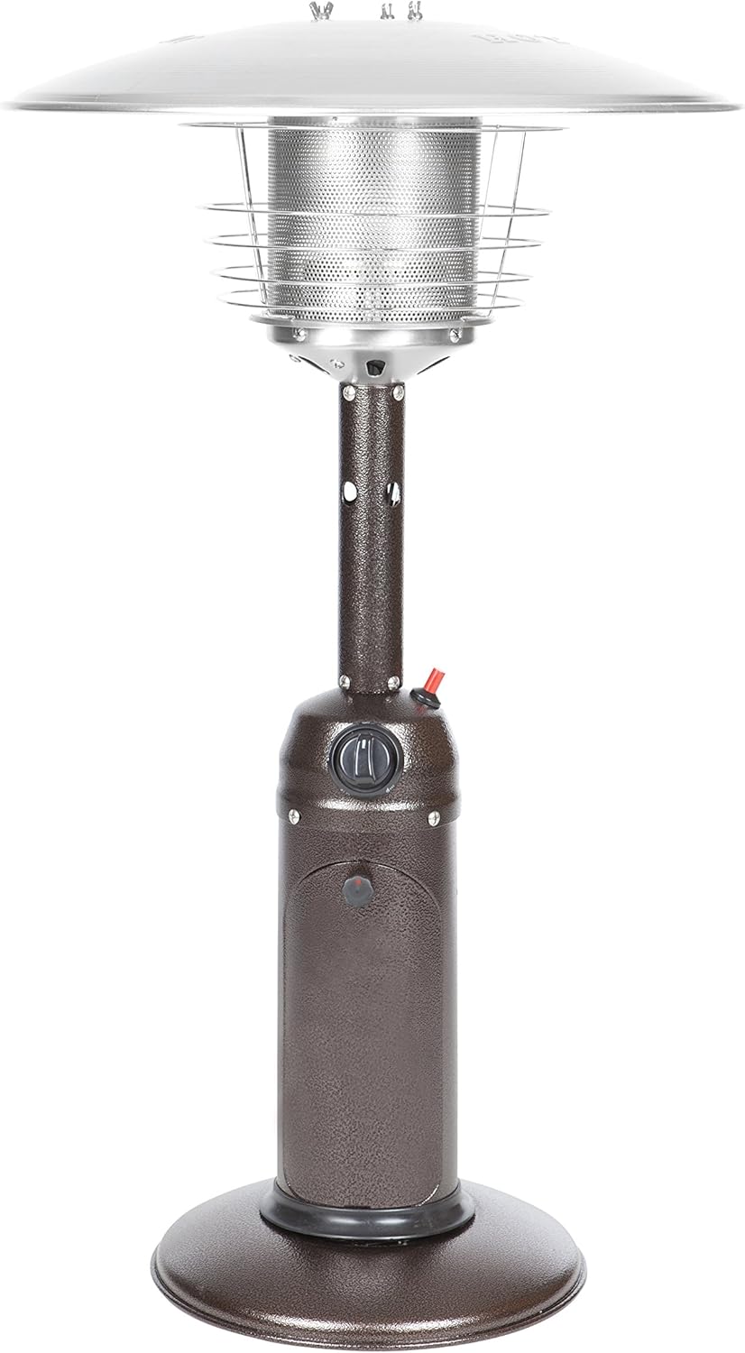 Fire Sense 60262 Portable Patio Heater Outdoor Tabletop Lightweight Propane 10,000 BTU Auto-Shutoff Valve CSA Approved - Stainless Steel