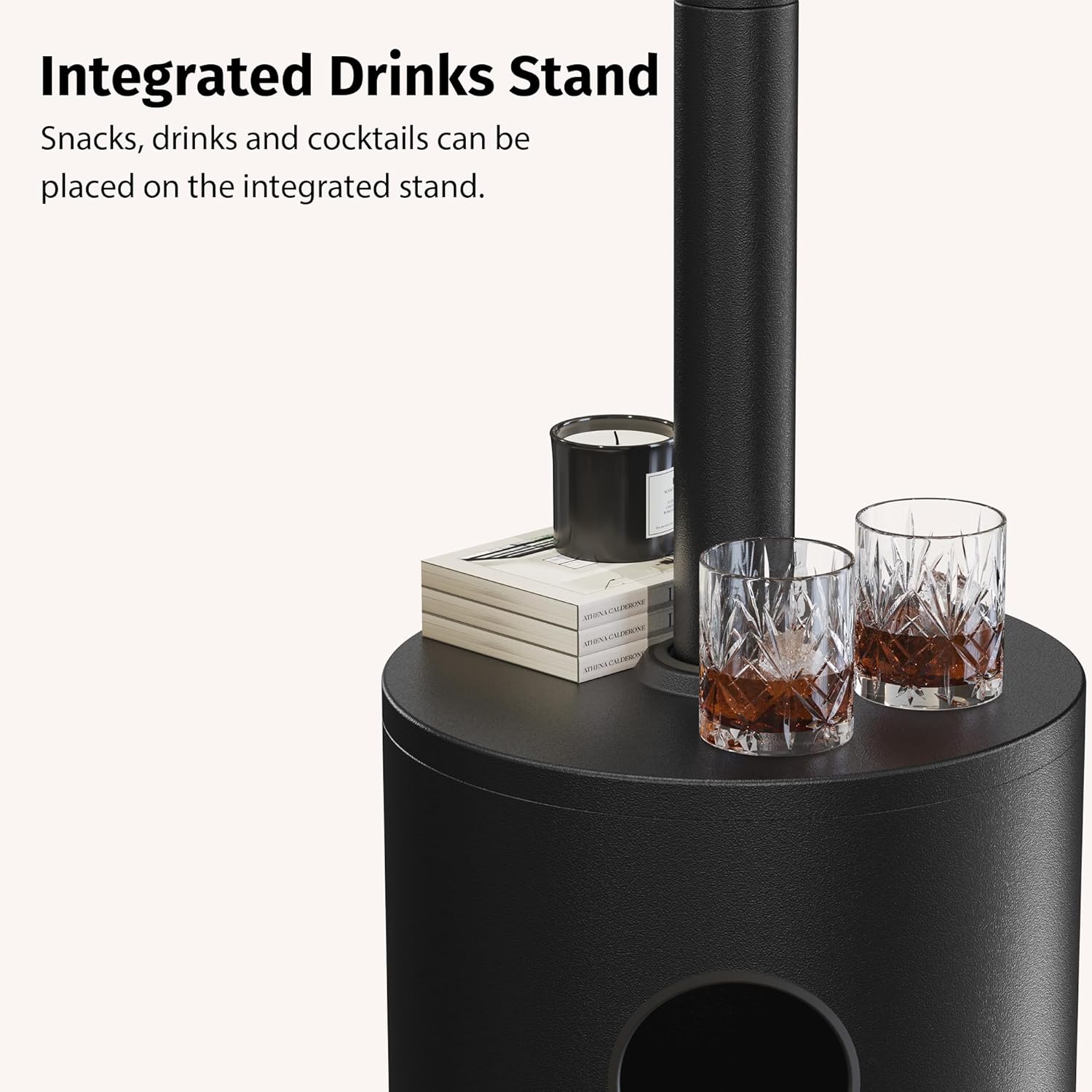 EAST OAK 50,000 BTU Patio Heater for Outdoor Use with Round Table Design, Double-Layer Stainless Steel Burner, Wheels, Triple Protection System, Outdoor Heater for Home and Residential, Black