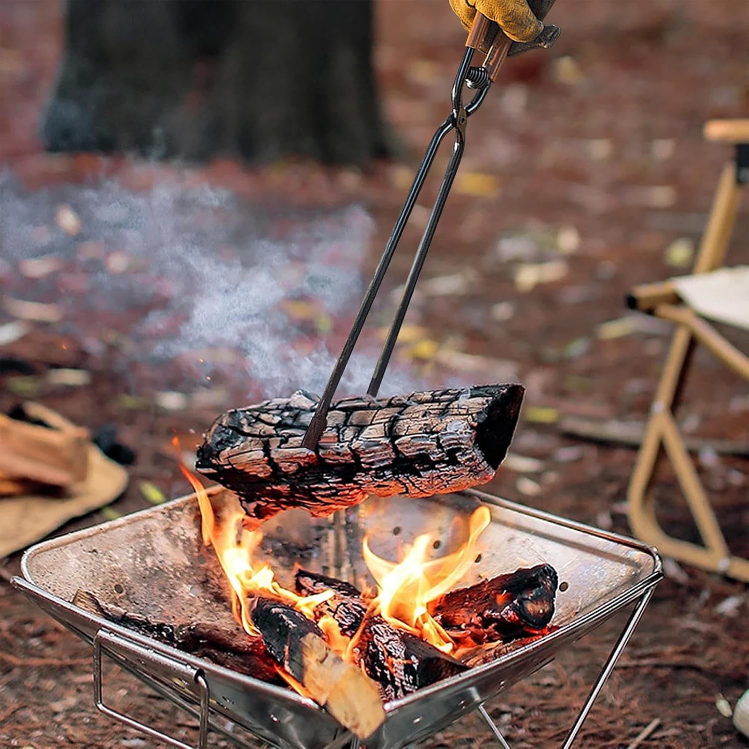 Charcoal Clip for Grilling, Portable Campfire Tongs, Charcoal Cherry Picker Tool, Thick and Campfire Clip, Non-Slip Charcoal Tongs, Easy-to-use Barbecue Tool Heat-Resistant Cooking Clip/120