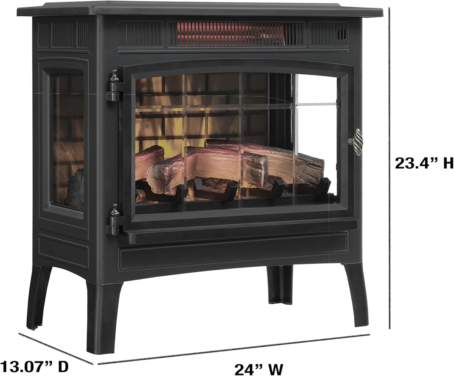 duraflame Freestanding Electric Fireplace Stove Heater with 3D Flame Effect for 1,000 Sq. Ft. Room, Black