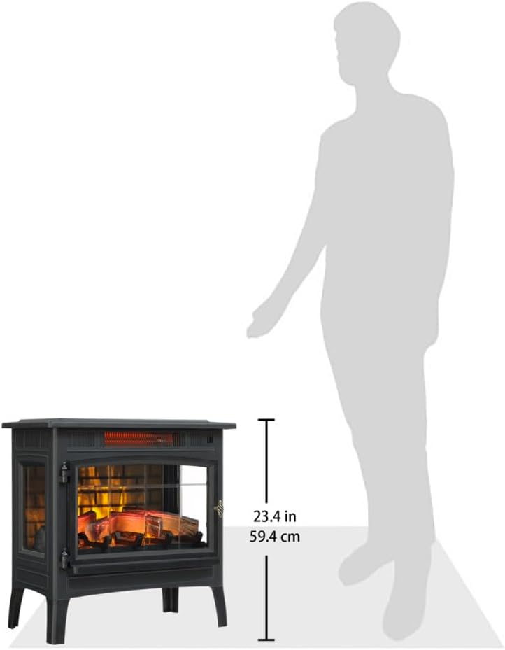 duraflame Freestanding Electric Fireplace Stove Heater with 3D Flame Effect for 1,000 Sq. Ft. Room, Black
