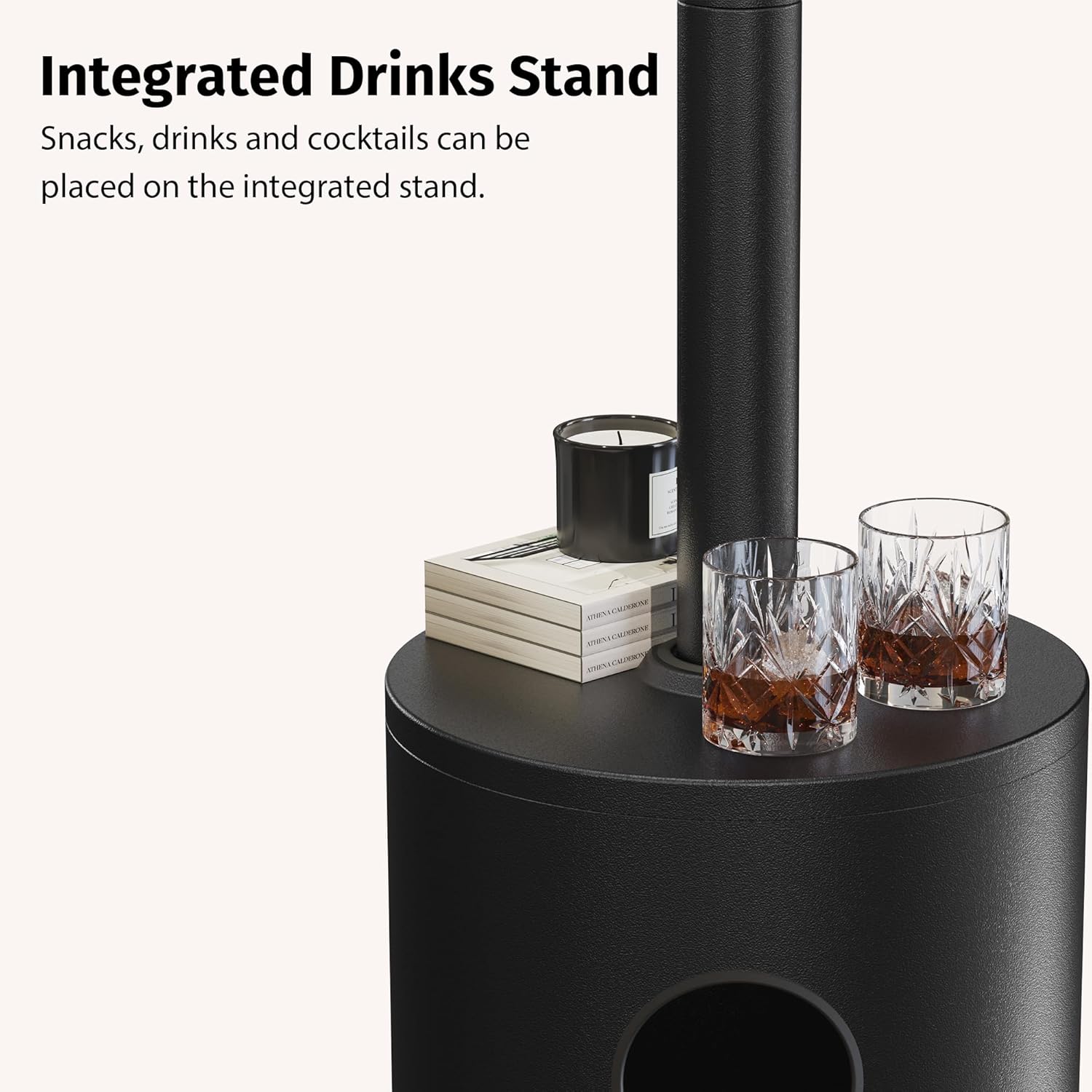 EAST OAK 50,000 BTU Patio Heater for Outdoor Use with Round Table Design, Double-Layer Stainless Steel Burner, Wheels, Triple Protection System, Outdoor Heater for Home and Residential, Black