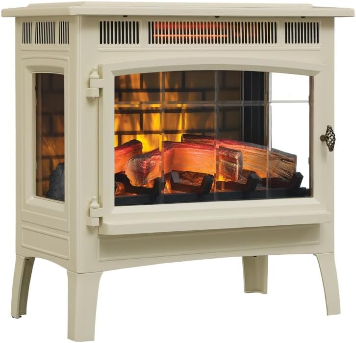 duraflame Freestanding Electric Fireplace Stove Heater with 3D Flame Effect for 1,000 Sq. Ft. Room, Black
