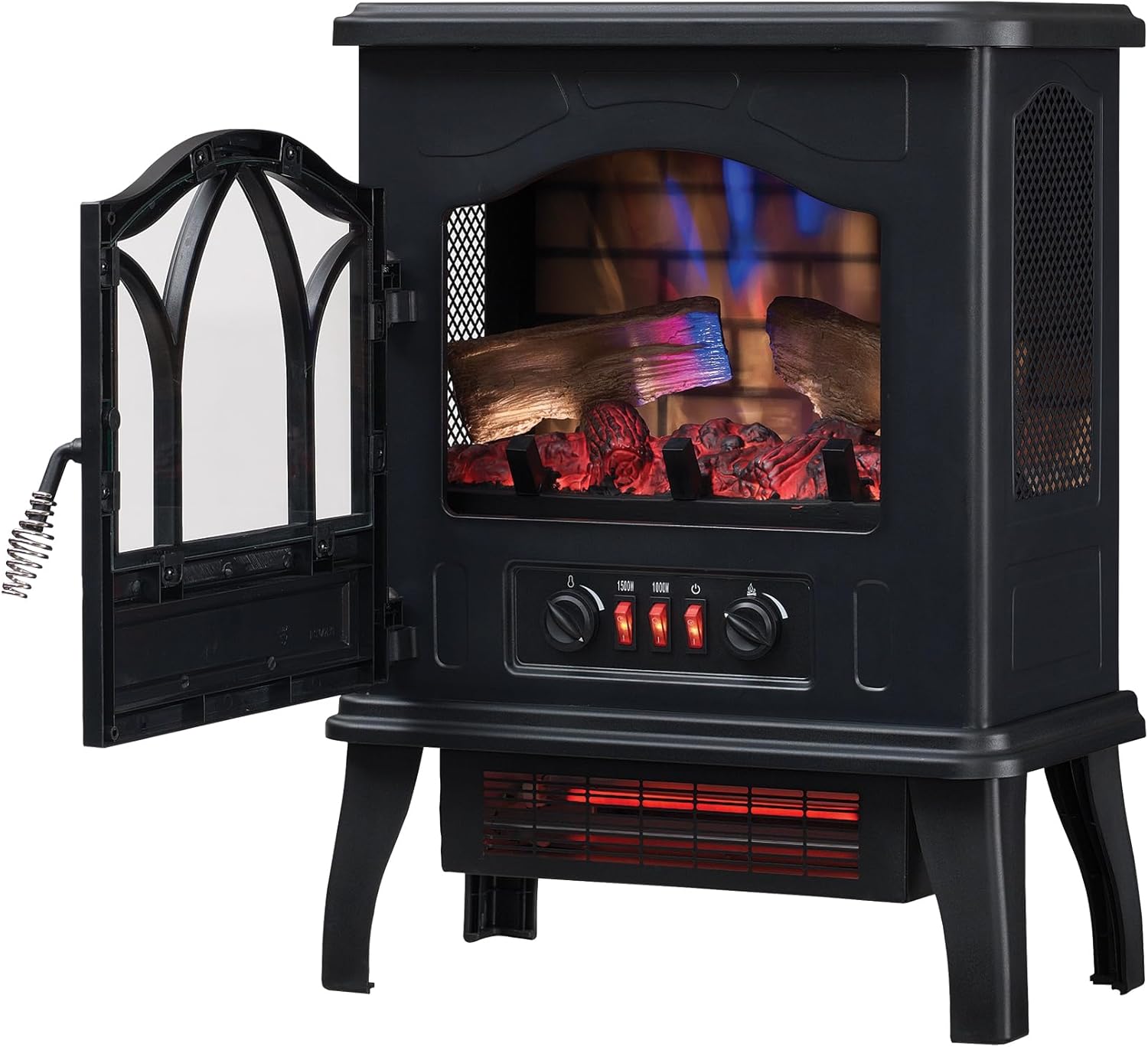 duraflame® 3D Infrared Quartz Electric Fireplace Stove Heater, Black
