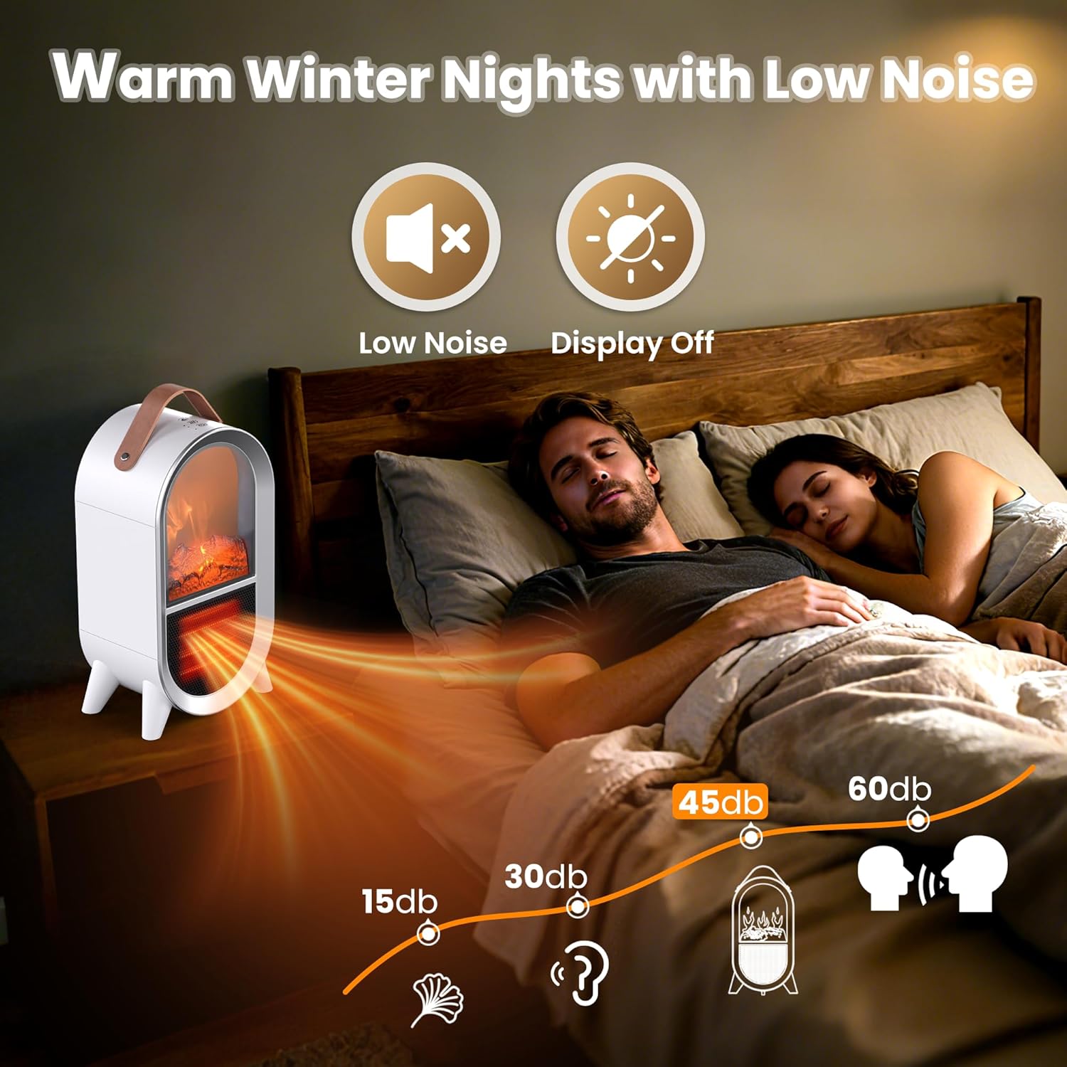 Riseon Portable Electric Fireplace Heater, 1500W/750W Mini Space Heater for Indoor Use with 3D Flame, Thermostat, Carry Handle, Overheat & Tipover Protection, for Home Office Bedroom Desk, Black