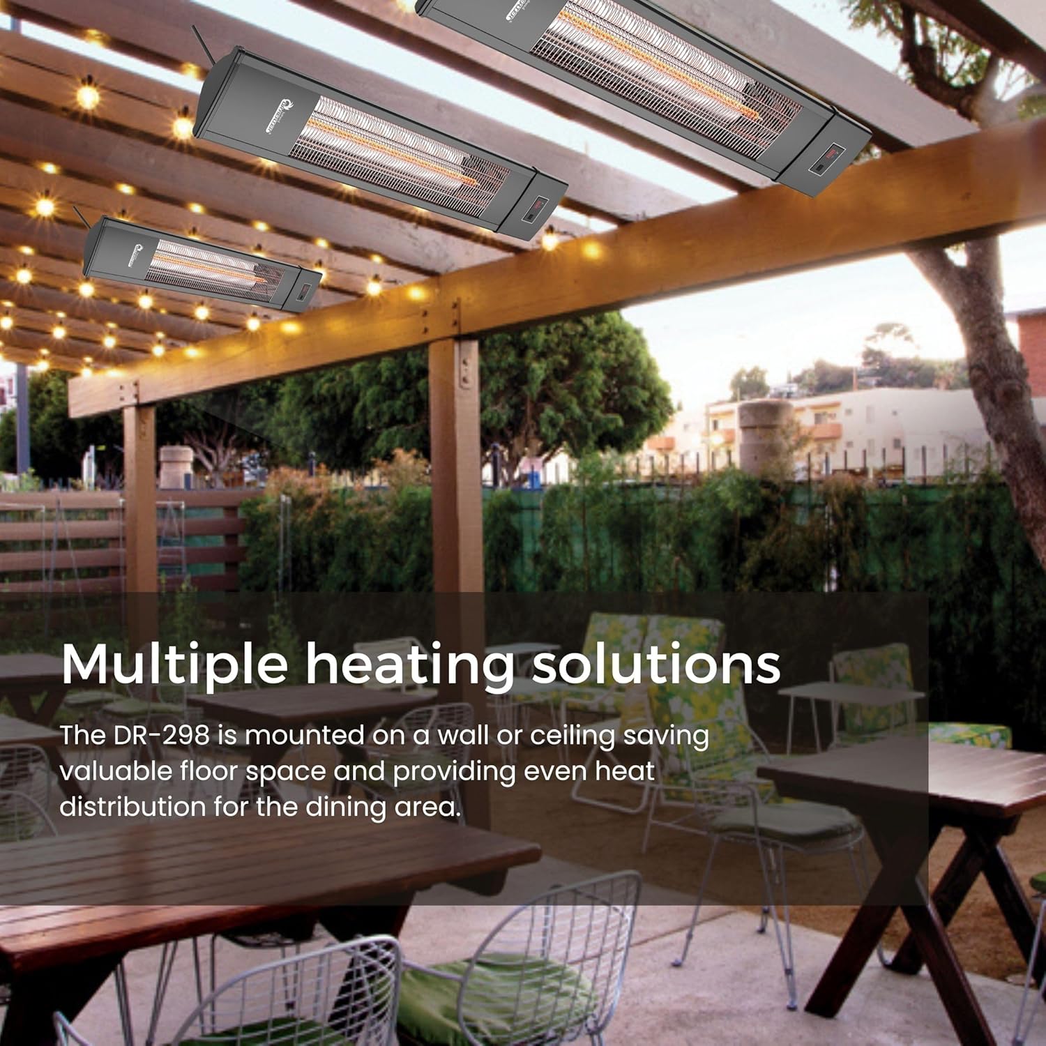 Dr Infrared Heater DR-238 Carbon Infrared Outdoor Heater for Restaurant, Patio, Backyard, Garage, and Decks, Standard, Black