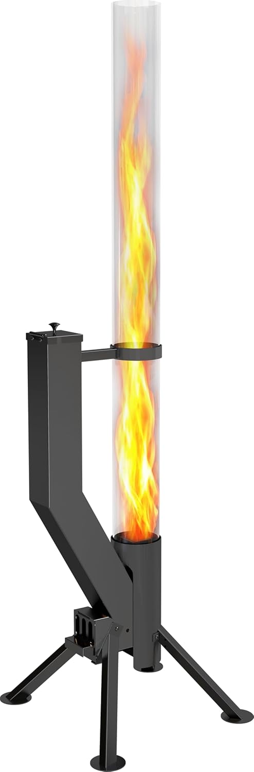 GARDENFLARE Smokeless Fire Pit - Outdoor Wood Pellet Fire Tube Stainless Steel firepit for Ambience Fire on Your Backyard, Patio, Porch & Garden (Matte Black, Classic)