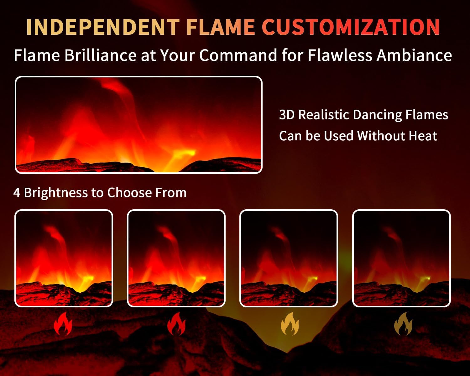 Electric Fireplace Heater 22 in Freestanding Fireplace Stove Infrared Fireplace RealSmart with 3D Flame Effect Remote Control, Timer, Overheating Protection Heater for Indoor Use Black