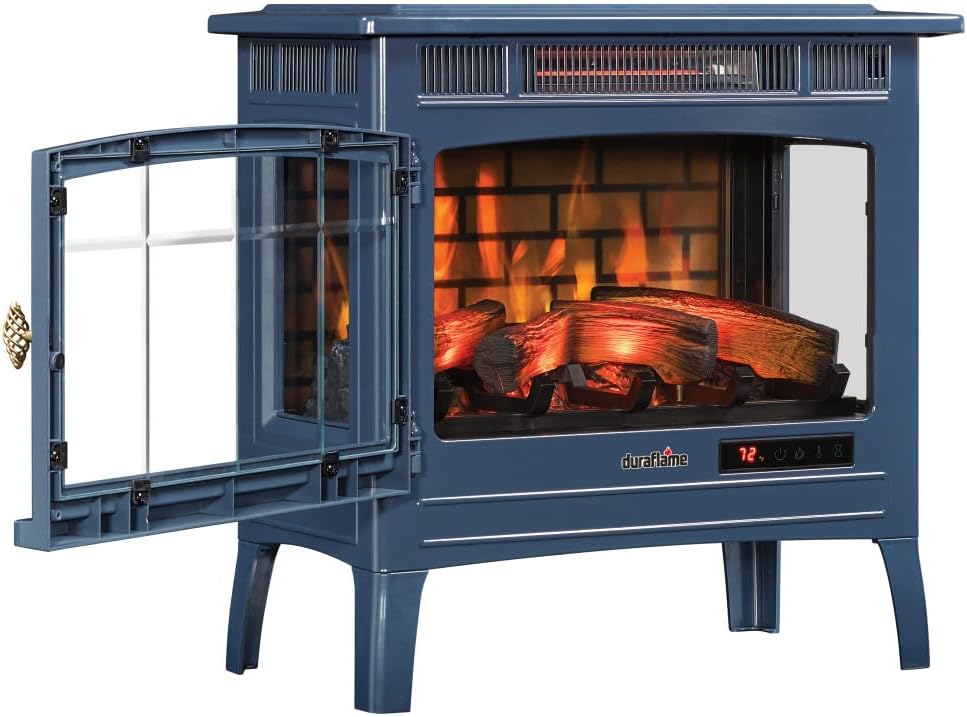 duraflame Freestanding Electric Fireplace Stove Heater with 3D Flame Effect for 1,000 Sq. Ft. Room, Black