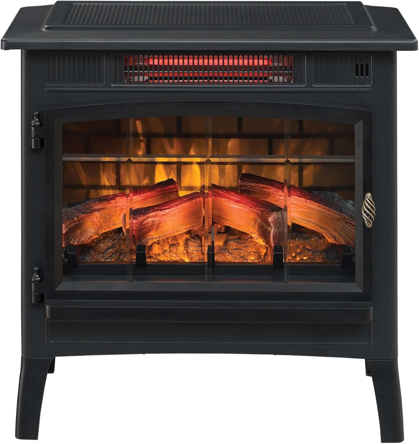 duraflame Freestanding Electric Fireplace Stove Heater with 3D Flame Effect for 1,000 Sq. Ft. Room, Black