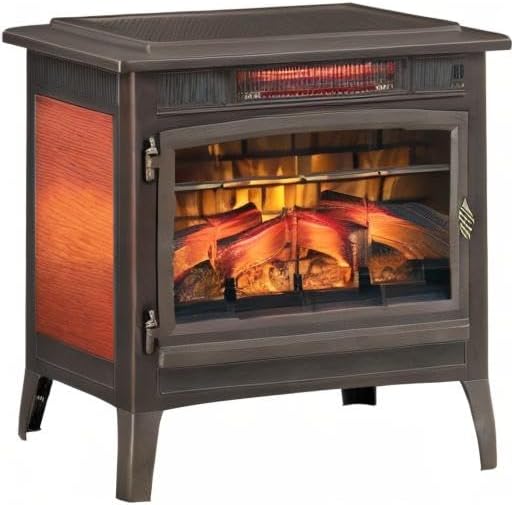 duraflame Freestanding Electric Fireplace Stove Heater with 3D Flame Effect for 1,000 Sq. Ft. Room, Black