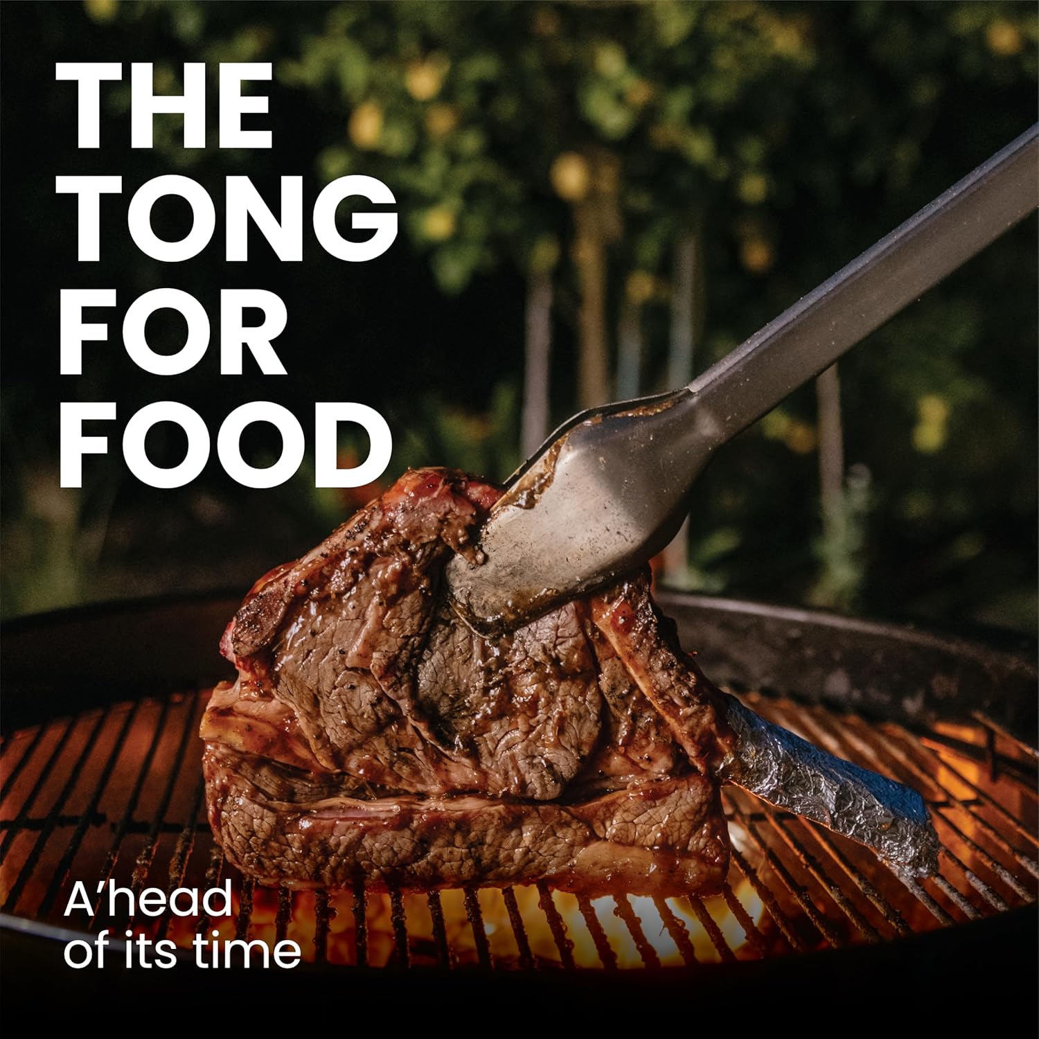 BBQ Tongs 27 inch Long Grill Tongs - Donkey Tong - Stainless Steel, Locking Tongs, Bottle Opener, Wooden Handles, Premium Tongs - Donkey Long Tong